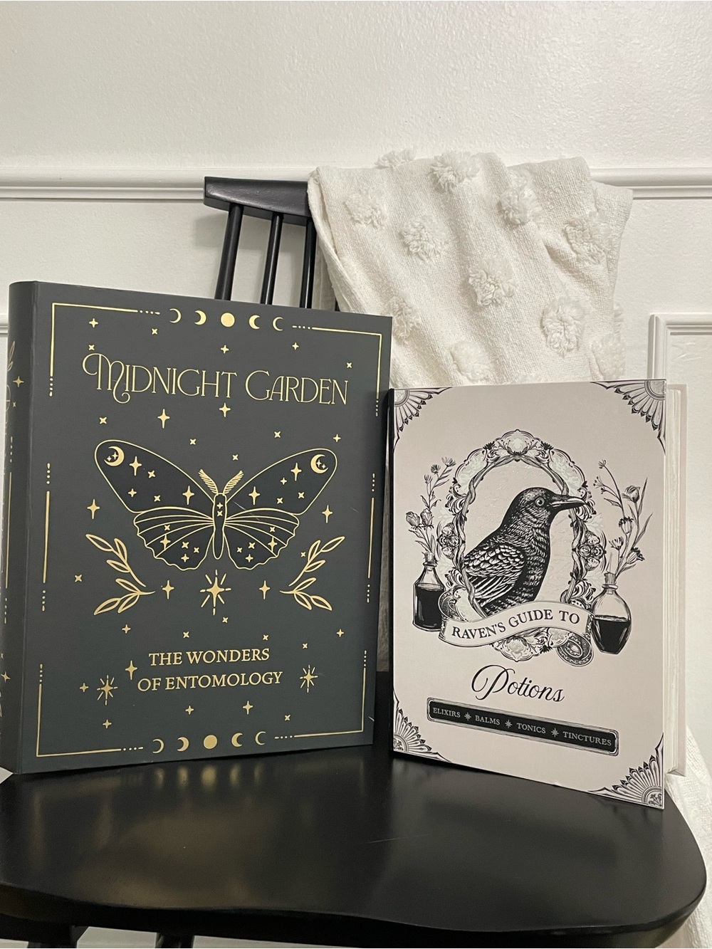 Ravens Guide to Potions and Midnight Gardens Faux Decorative Halloween Books